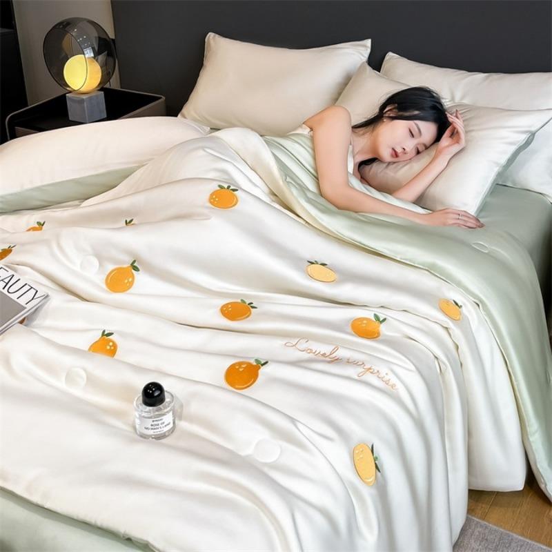Cool Summer Ice Silk Summer Quilt Single Piece Flower Summer Cool Quilt Single Dormitory Air Conditioner Machine Washable