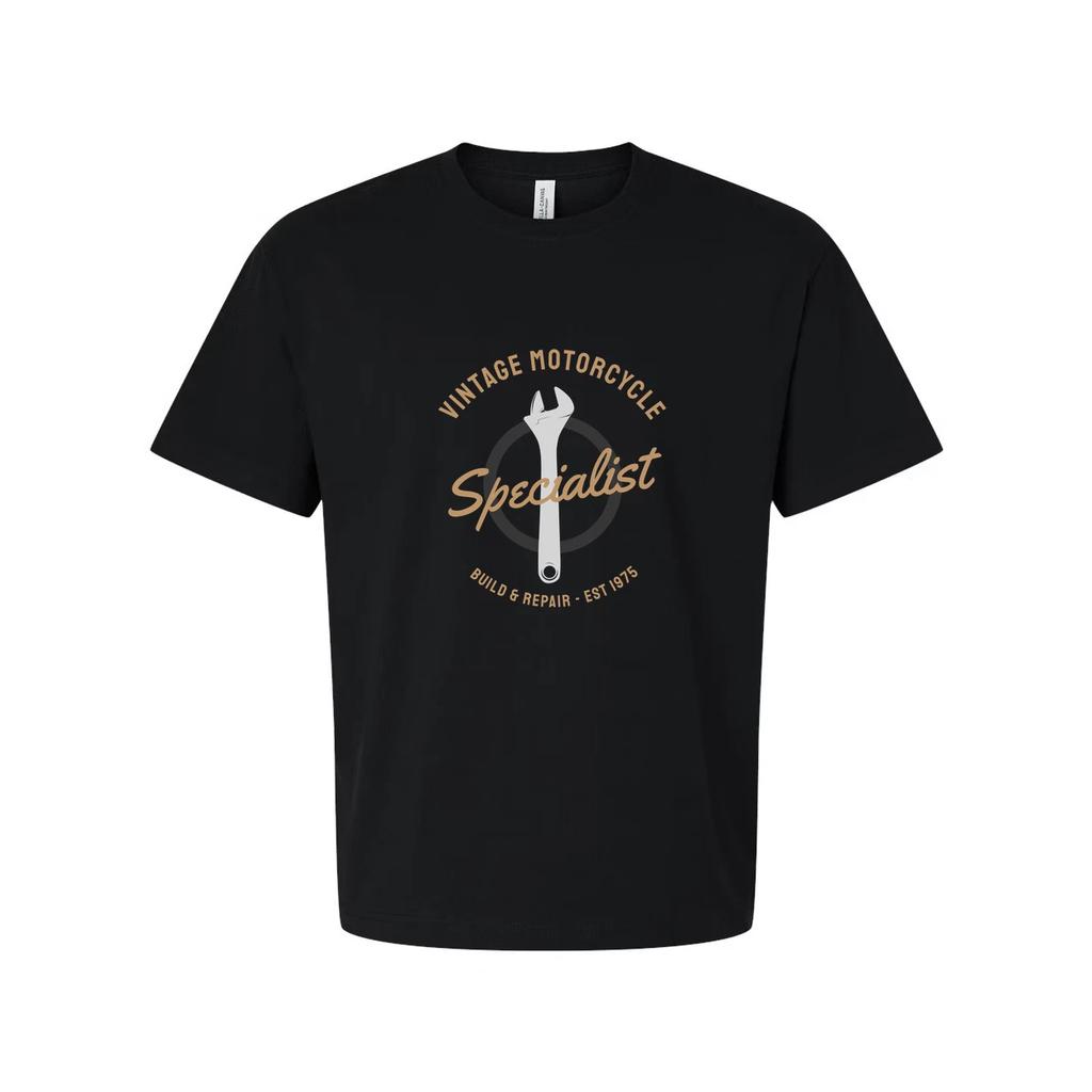 Vintage Motorcycle Specialist Graphic Tee For Enthusiasts Build And Repair Est 1