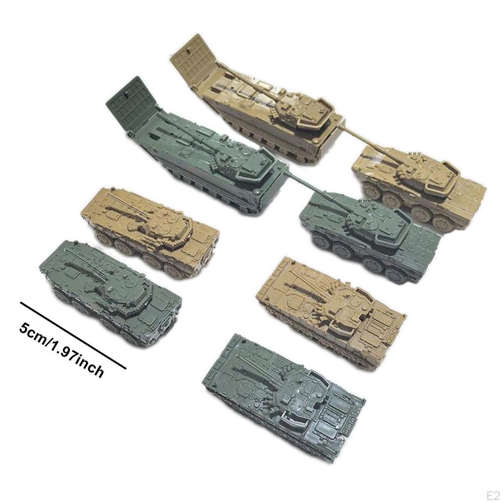 8x Tank Model Building Kit Puzzles 1/144 Collections Educational Toys Miniature Armored Vehicles DIY