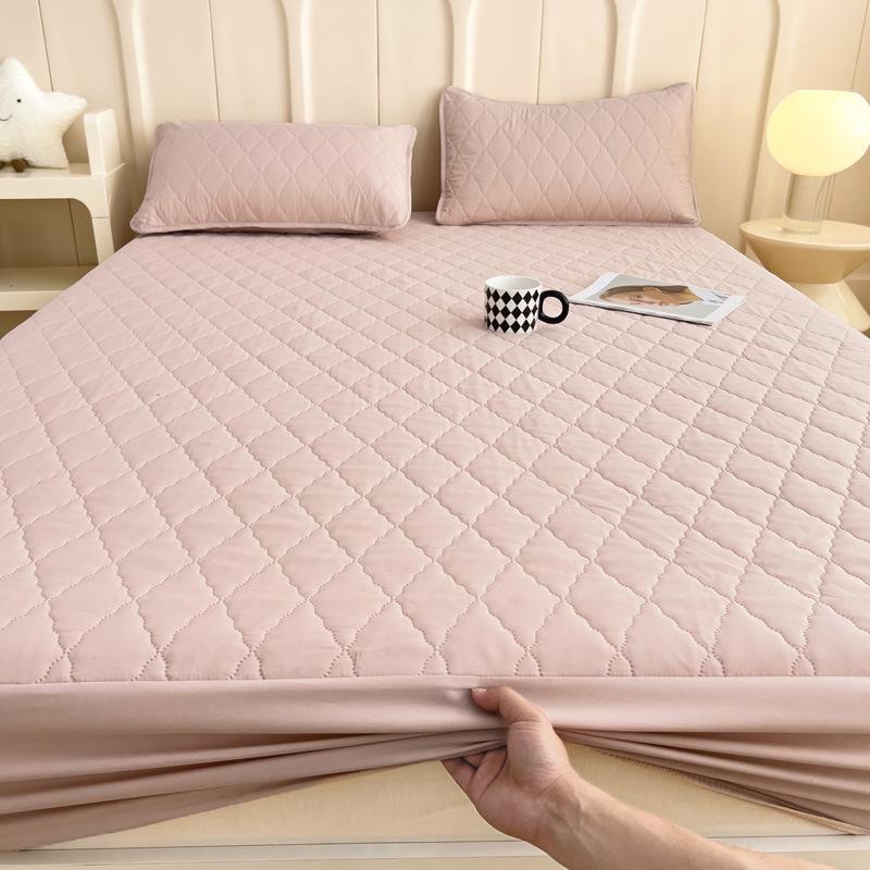 Multi-specification Rhombus Grid Bed Sheet Skin Friendly Brushed Cotton Clip Waterproof Bedsheet Sweat Absorbing and Breathable Mattress Cover