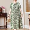 Plus Size Loose Vintage Print Langes Kleid für Damen Lässige Kurzarm-Sommer-Damenkleider