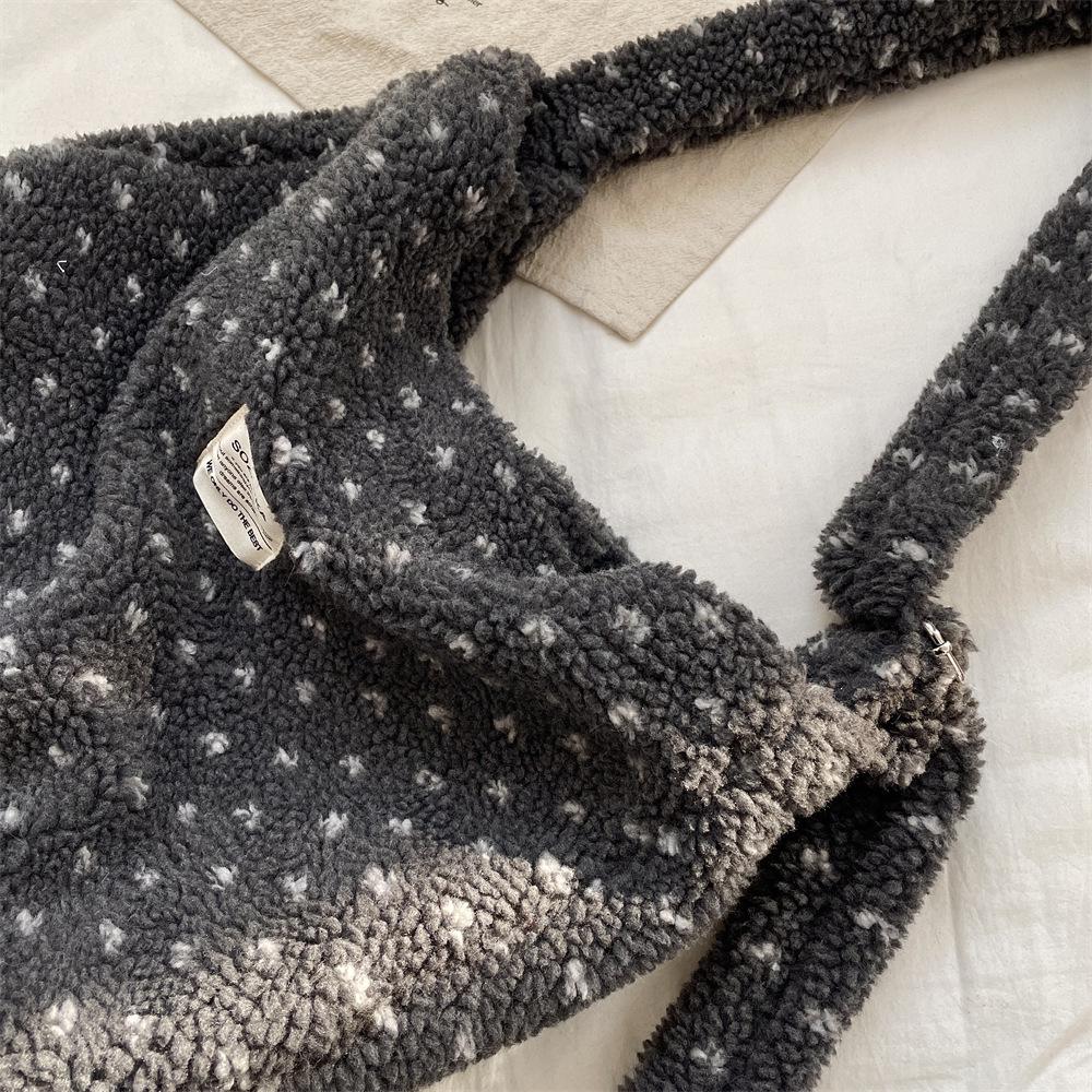 Herbst/Winter Plüsch Herz Umhängetasche - Canvas Schultertasche mit großem Fassungsvermögen