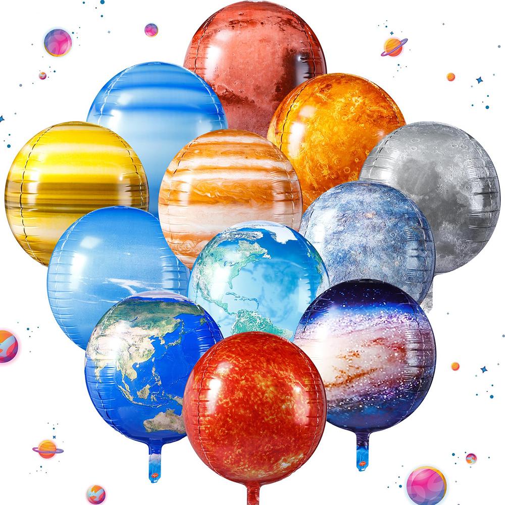8/12 Planet-Themed 22-Inch 4D Starry Sky Earth Jupiter Aluminum Foil Balloons, Suitable for Themed Birthdays, Baptisms, Planet Earth Sky Galaxy Other