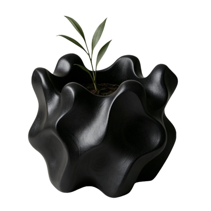 Unique Wavy Design Plastic Planter 3D Printed Flower Pot For Indoor Plant Desktop Decor And Artistic Display