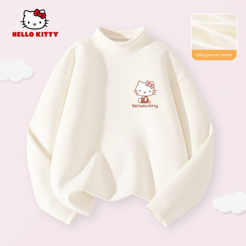 Hello Kitty Girls' Fleece-Lined Base Layer Shirt, Children's Long-Sleeve T-Shirt, Thermal Top in Pink, Stylish Inner Wear