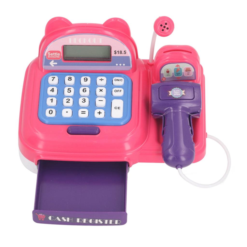 Children Play Cash Register Toy Fun Supermarket Checkout Toy with Microphone Sounds for Boys Girls Toddlers