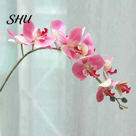 Simulation Artificial Flower No Fade Not Wither Vivid Realistic Exquisite Decorate Fabric 9-Heads Butterfly Orchid for Gift Fake