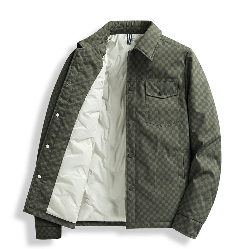 

Men s Black Casual Lapel Down Jacket - Winter Cold-Resistant, Warm, Loose Fit M армія зелений колір