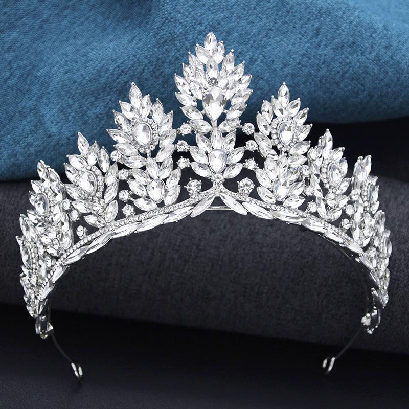 Baroque Yellow Crystal Tiaras for Women Bride Diadem Wedding Crown Bridal Hair Jewelry Party Dress Head Accessories