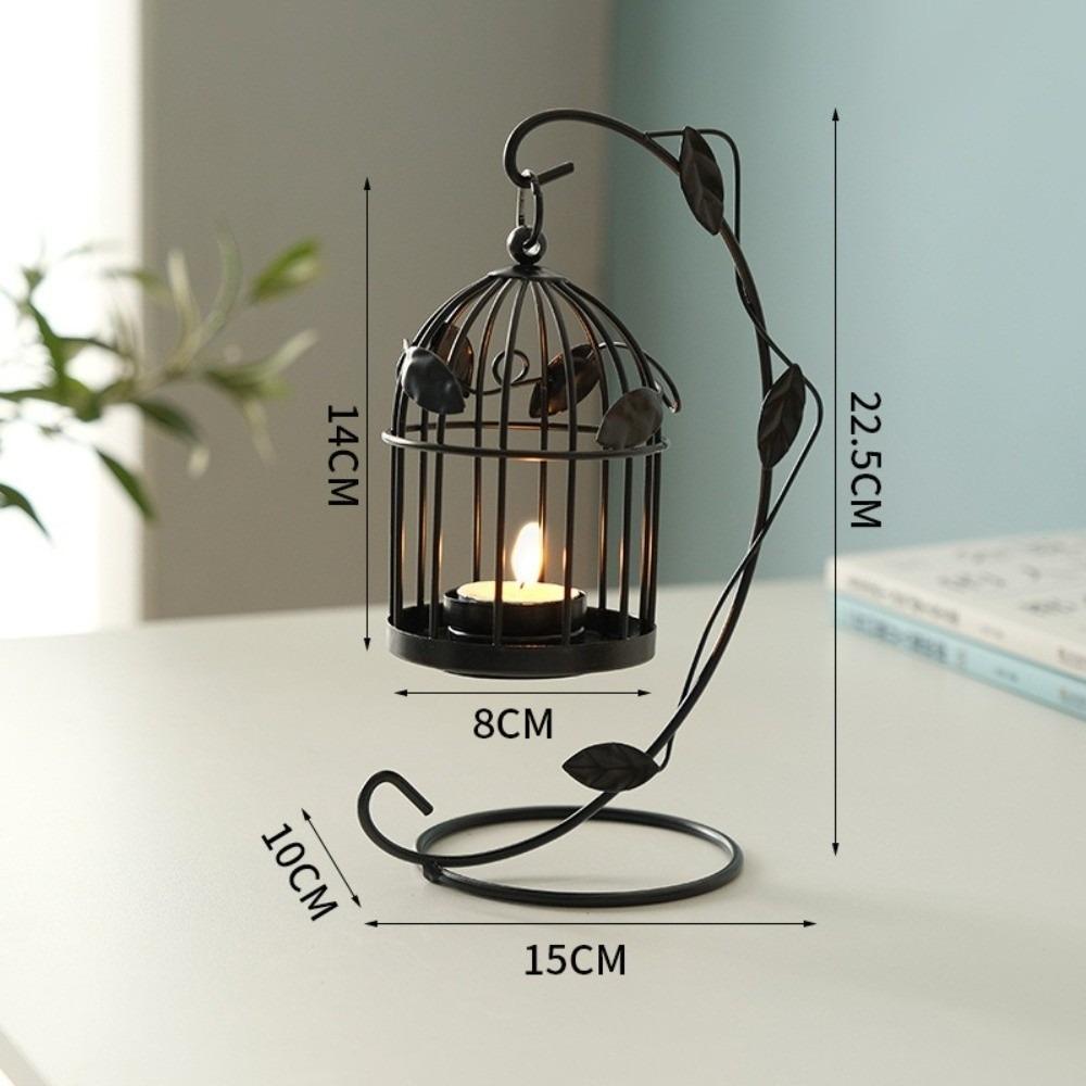 Iron Hanging Candlestick Leaves Cage Shaped Hollow out Candlelight Dinner Props Decoration Candle Stand