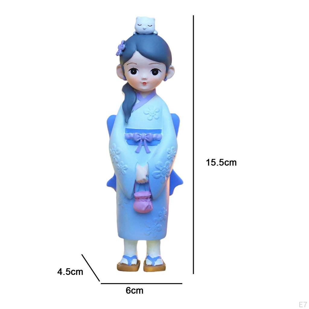 Asian Kabuki Figurine Japanese Kimono Geisha Doll Desktop Folk Ethnic Decoration Resin Statue