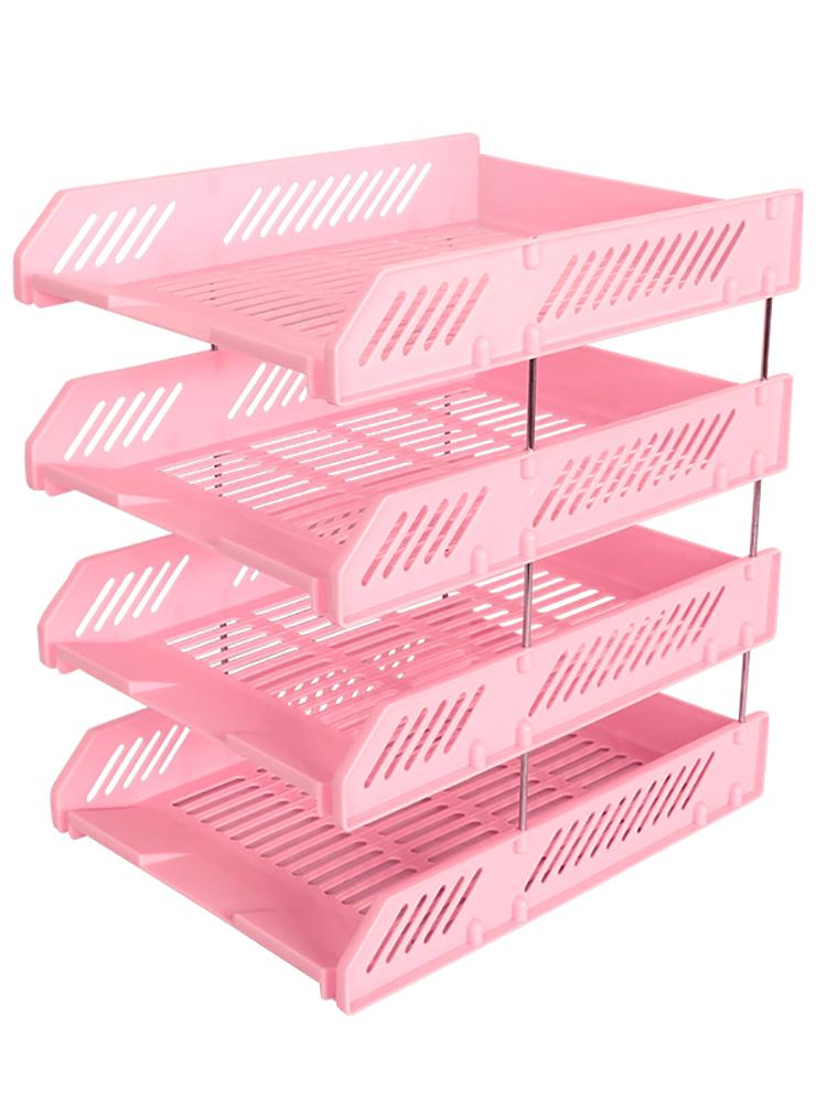 Four-layer File Rack Multi-layer Tray Storage Rack Holder Office Storage Plastic Storage Rack