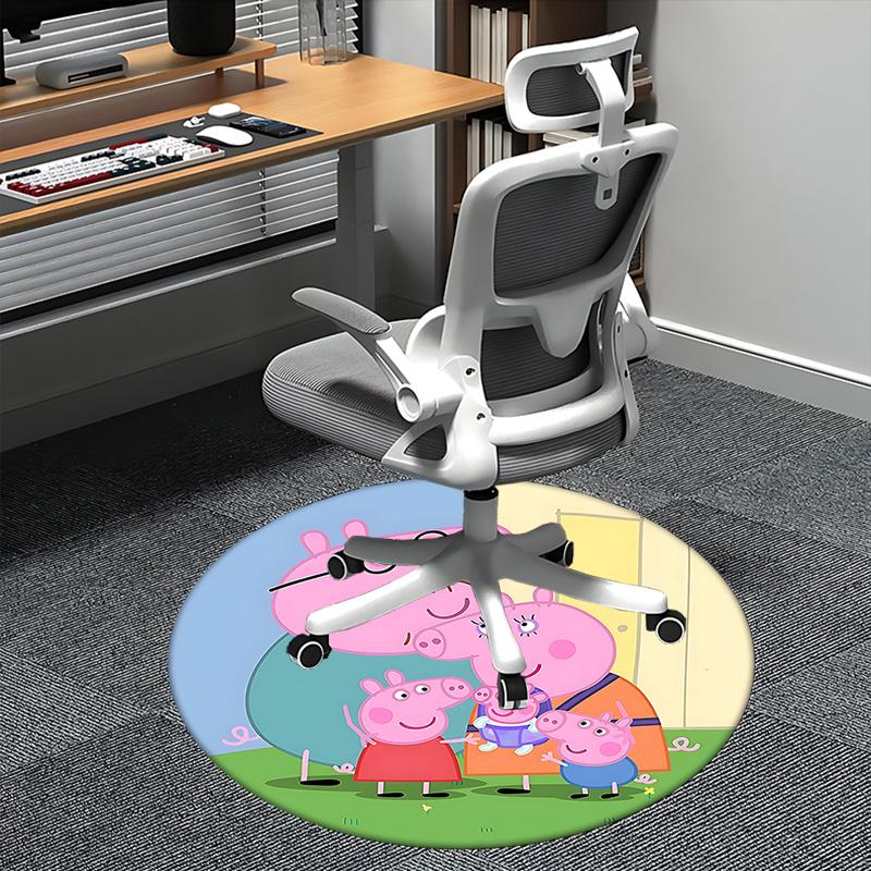 Коврик-сиденье для семьи Свинки Пеппы, Круглый ковер - Домашний декор, Офисный ковер, Подходит для спальни, гостиной, различных комнат0272b 80cm