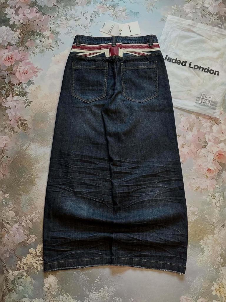 Unisex Y2K Retro Patchwork Široké Džíny - Evropský & Americký Styl, Délka k Zemi