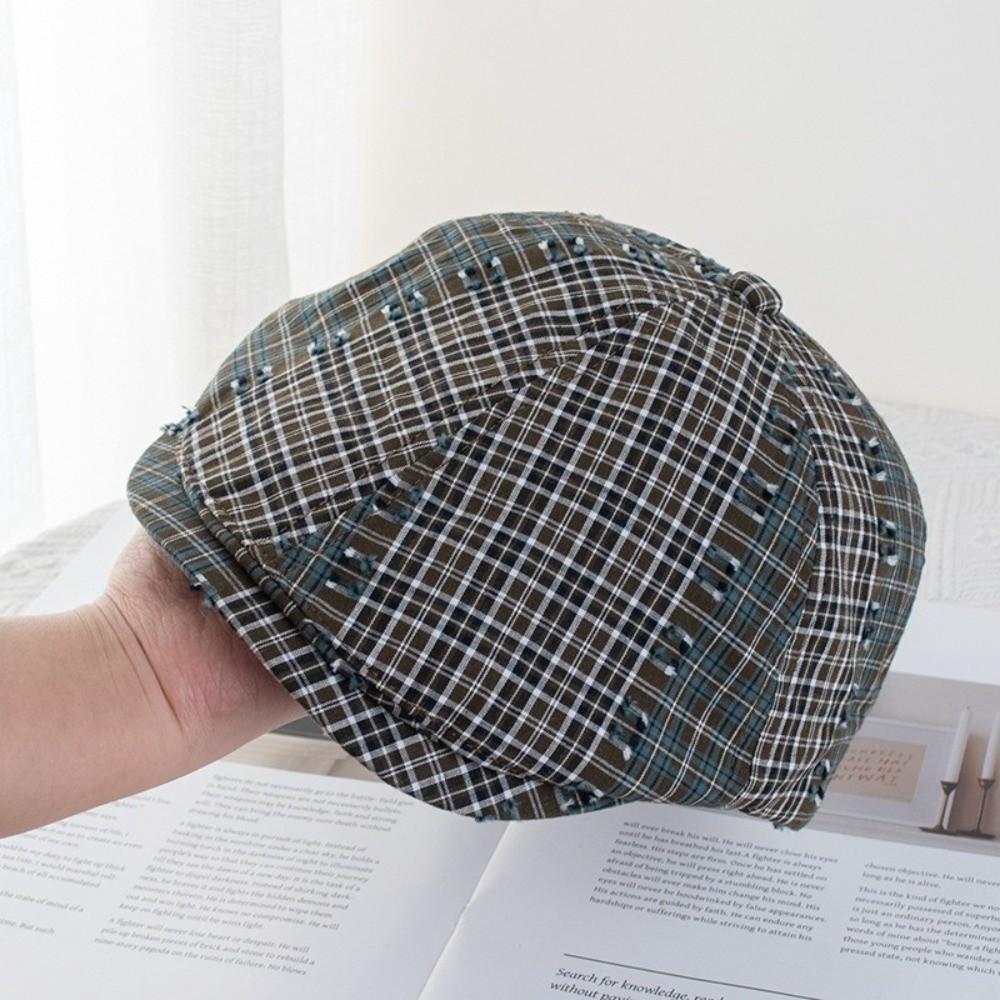 Forward Cap Newsboy Caps Korean Style Painter Hat Fashion Plaid Berets  Ladies