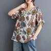T-shirt damski letni duży rozmiar bawełniany T-shirt miękki luźny z nadrukiem casualowy wygodny wkładany T-shirt top