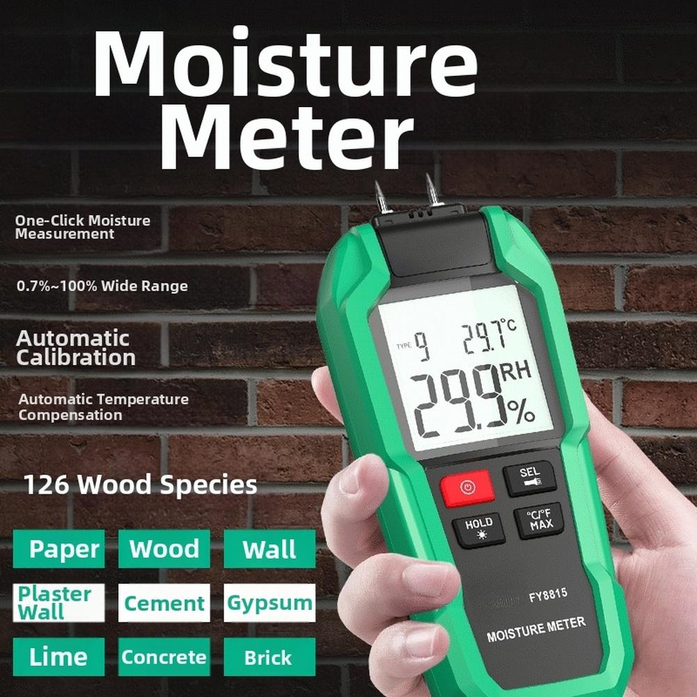 Wood Moisture Meter 0.7-100% Humidity Tester With 9 Modes For Wood Concrete Plaster Wall Building Material Detector