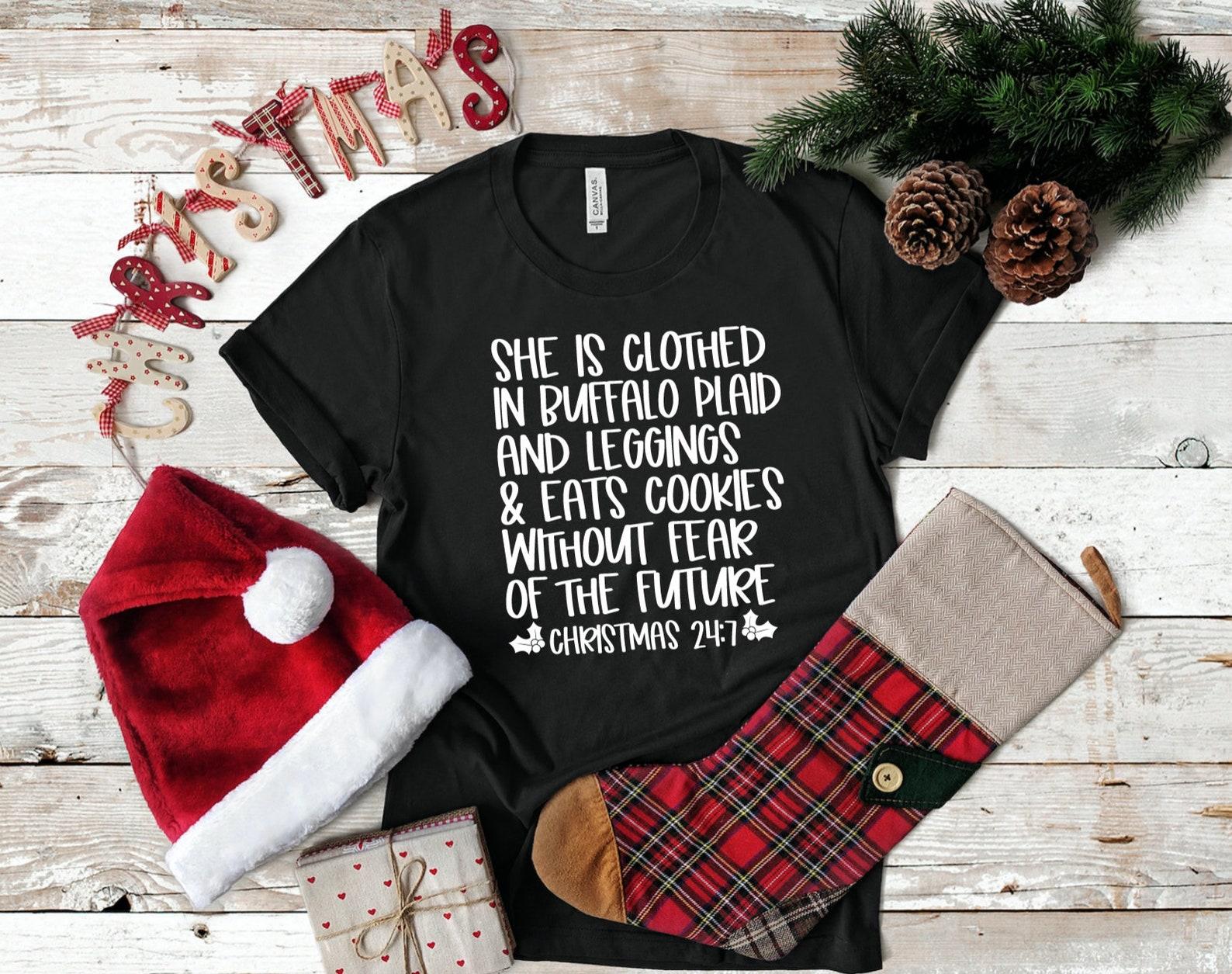 She Is Clothed In Buffalo Plaid Graphic Tee 4XL