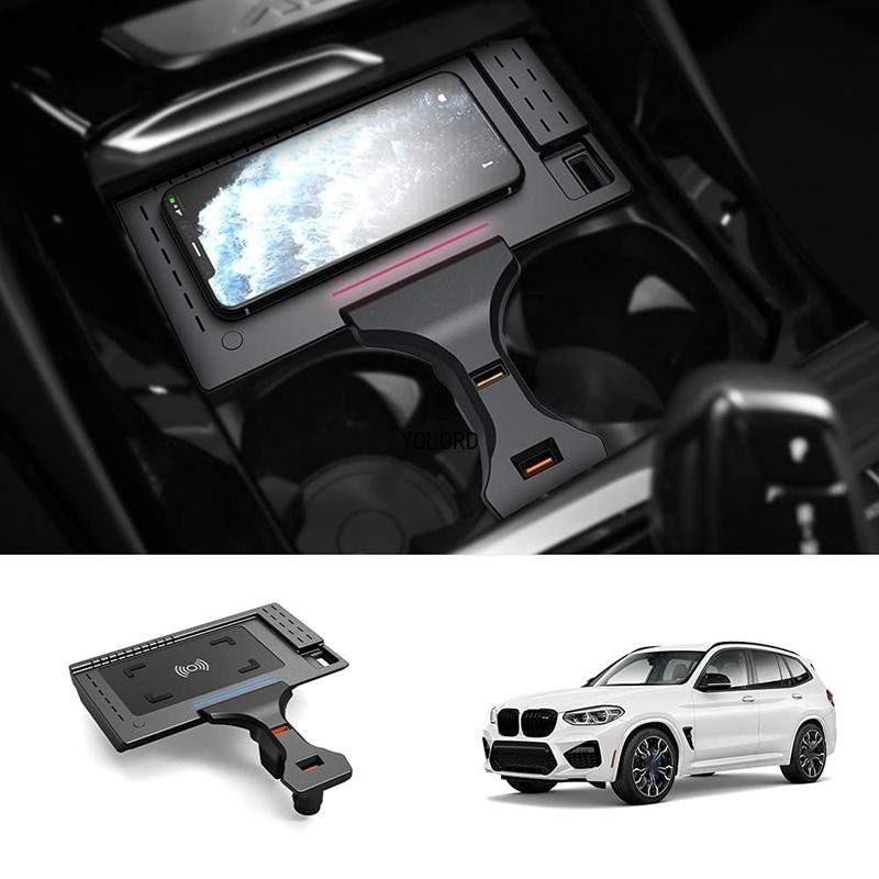 15W Car For Qi Wireless Charging Fast Charger Phone Holder Plate For BMW X3 G01 X4 iX3 X3M X4M G02 2019 2020 2021