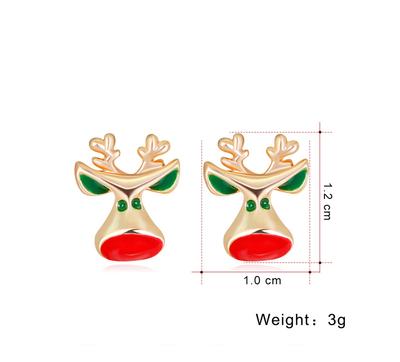 Women Christmas Elk Ear Studs Fashionable Alloy Earrings Jewelry Decoration for Ladies