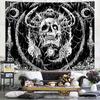 Lifeella Skull Tapestry, Gothic Horror Moon Skeleton Mystic Dark Tapestries for Bedroom Grunge Wall Hanging Black and White 36 X 48 Inch