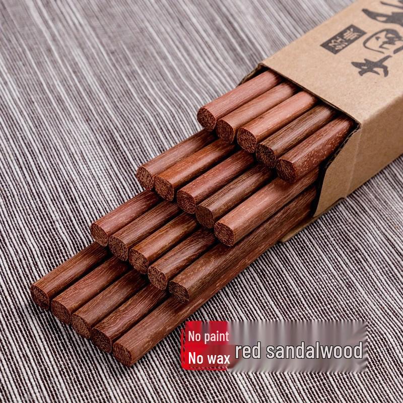High-End Natural Solid Wood Chopsticks - Red Sandalwood & Chicken Wing Wood, No Paint or Wax, Healthy & Practical