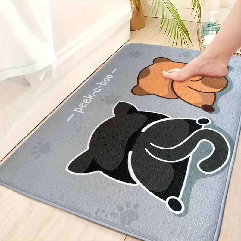 VIKAMA Cute Cartoon Kitten Hip Doormat Thickened Absorbent Bathroom Mat Cute Doormat Rug For Bedroom Carpet For Live Room Decor