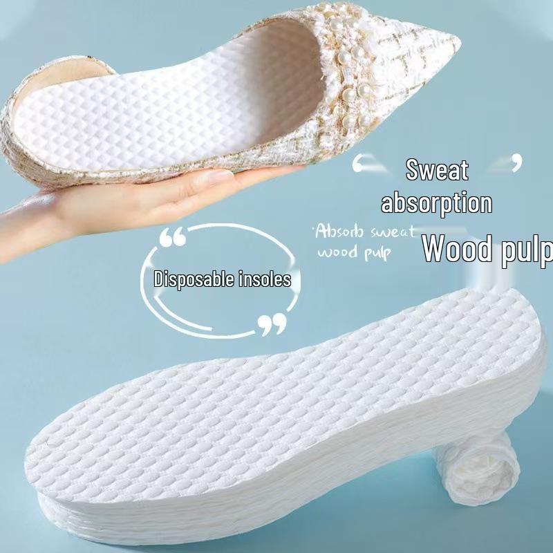 Atmungsaktive, geruchshemmende Einweg-Holzzellstoff-Einlegesohlen für Herren- und Damenschuhe – Ideal für den Sommer, rutschfest, schweißabsorbierend und für High Heels.