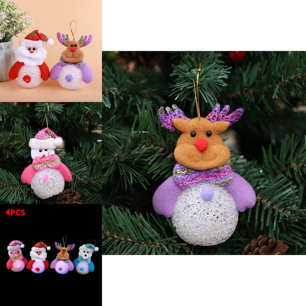 Christmas Eva Santa Snowman Lighted Night Lamp For Holiday Tree Decoration And Festive Decor