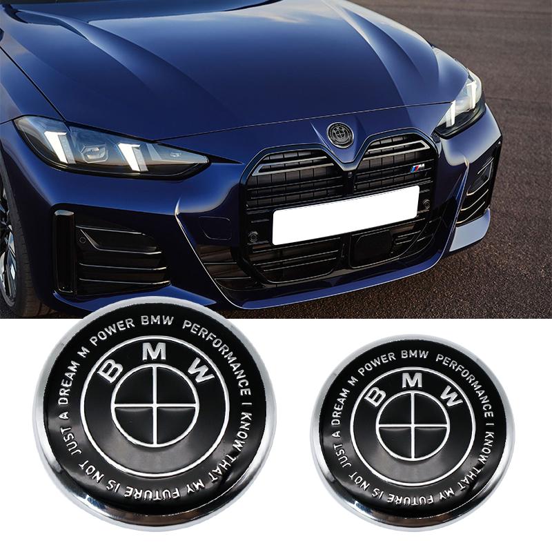 Black 82mm Front Hood Emblem 74mm Rear Badge For BMW 68mm 56mm Wheel Hub Cap 45mm Steering Wheel ABS Auto Tuning Accessories