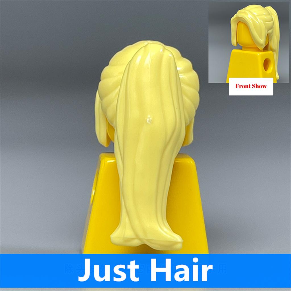 Non-Toxic 10Pcs Moc Bricks Female Children Hairs High Ponytail For 4Cm Figure Wear Head Body Parts Accessories Diy Building Blocks Kids Toys