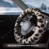 Road Comforts Leopard Plush Steering Wheel Cover For Winter, Made With Flurry Microfiber, Universal Fit 14 1/2 To 15 Inches Steering Wheel Cover,