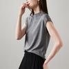 Half high neck short sleeved t-shirt for women in 2026 spring fashion, versatile and slimming, solid color interior top