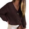 Women's Loose V-neck Large Size Buttons Cardigan Thick Line Sweater Blouse