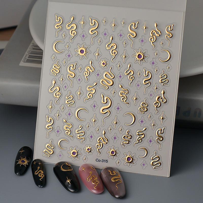 Zodiac Snake Year Nail Art Sticker Nail Decal Self-Adhesive Nail Stickers Punk Snake Nail Art Decorations Manicure Decals