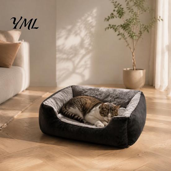 Plush Pet Mat for Sleeping Rectangular Cat Bed, Cozy Lounge Anti-slip Bottom, Bed with Bottom Washable Couch Indoor Cats Small Dogs Puppies Orthopedic