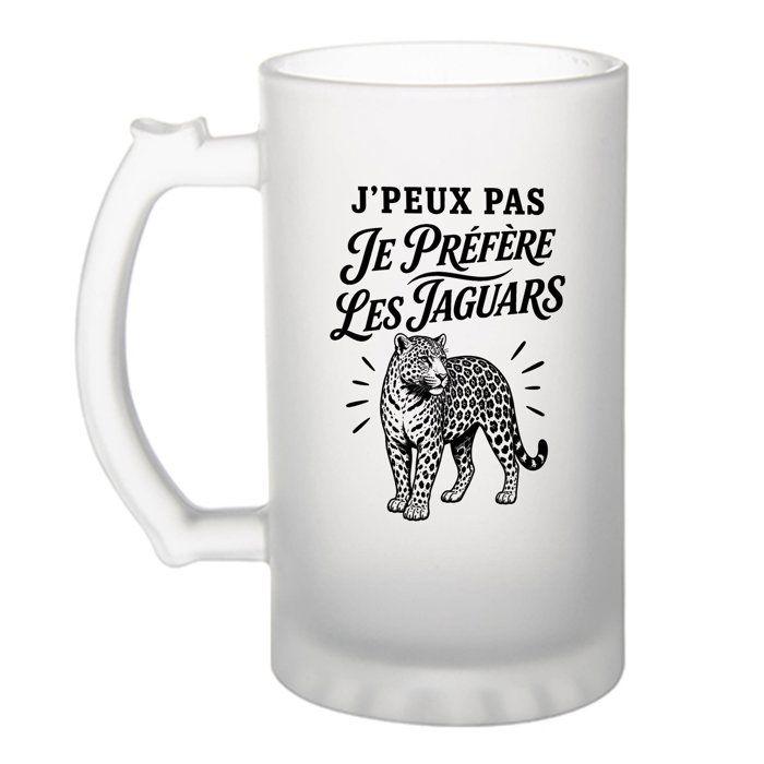 Chope à bière - PLANETEE - J'peux pas minimaliste - Givrée - Verre trempé 470 ml - Motif Jaguars