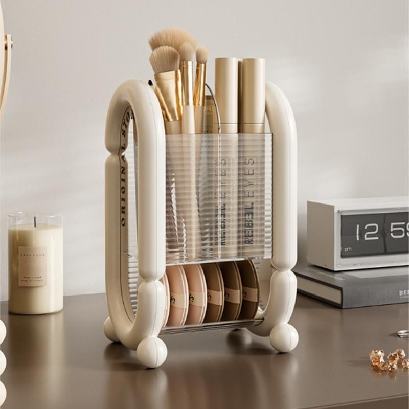 Makeup Brush Holder Desk Lipstick Eyebrow Pencil Organizers Eye Shadow Storage Box Makeup Sponge Puffs Comestic Tool Container