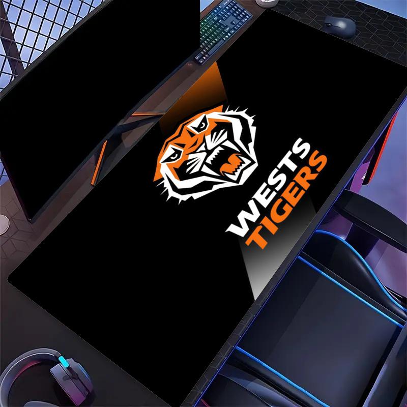 Wests Tigers Mouse Pad, Large Gaming Desk Mat, Non-slip XXL Mousepad for Laptop & Tablet, Mini PC Playmat with Stitched Edges