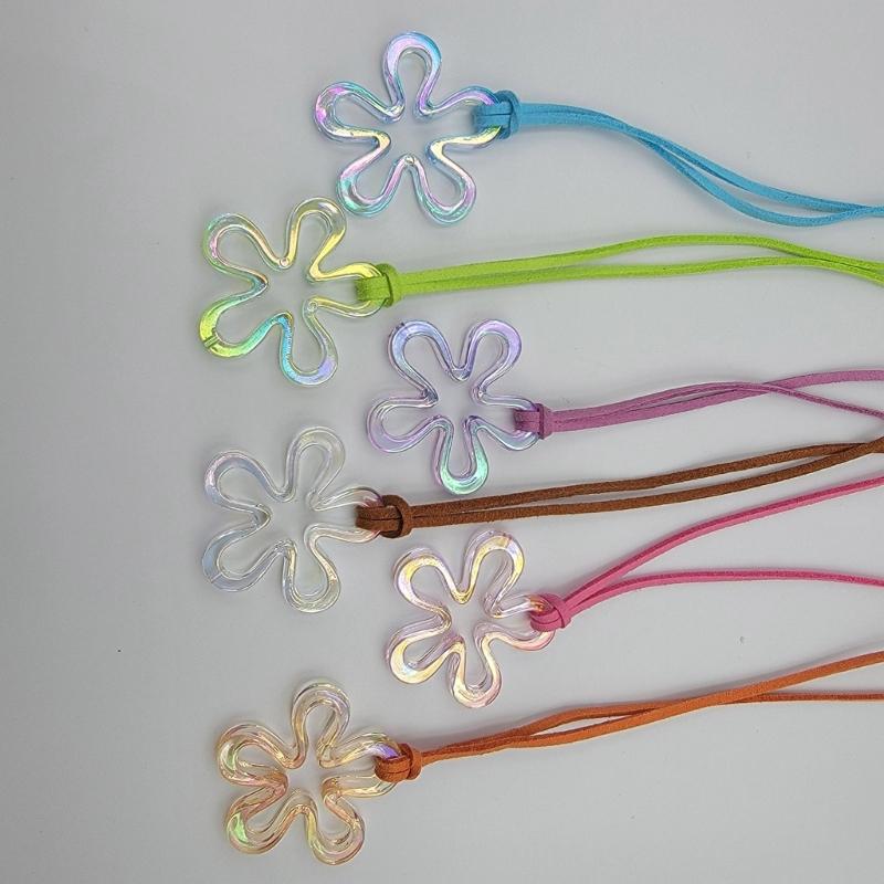 Colorful Acrylic Flower Pendant Necklace Hollow Pendant Necklaces Hollow Flower Neck Jewelry Perfect for Party Wedding