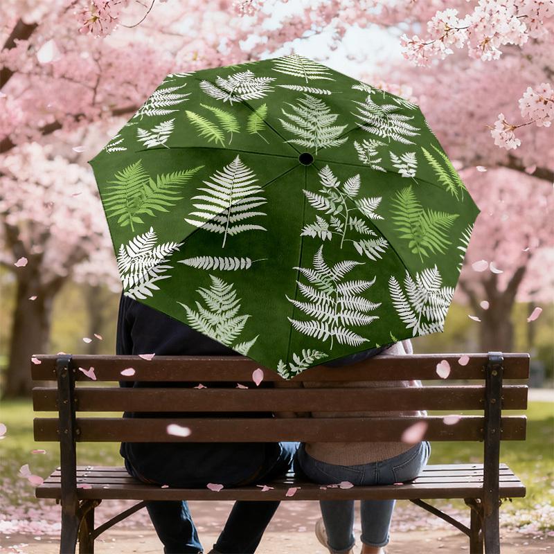 1pc Fern Leaves Pattern Pattern Umbrella Design Automatic Opening and Closing Umbrella, High-quality Travel Umbrella,  C1128060