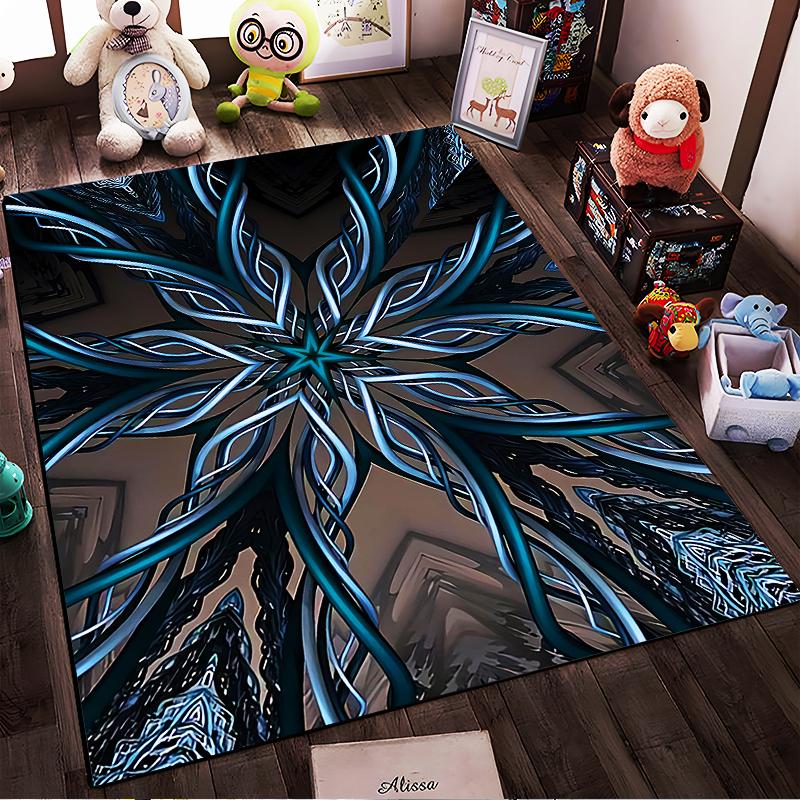 Modern Abstract Blue Geometric Pattern Carpet for Living Room Decor Suitable for Use As an Anti-slip for Living Room Bedroom Sofas