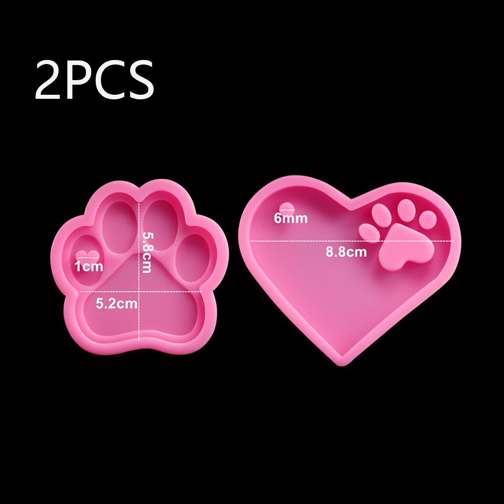 Cat Bear Paw Dog Bone Tag Pendants Silicone Mold Heart MP3 Keychain Epoxy Resin Molds For DIY Jewelry Handmade Craft Making Tool