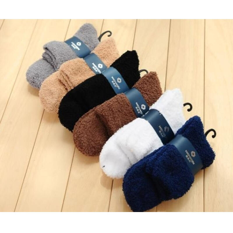 wint013_Men s plain sleep socks brown