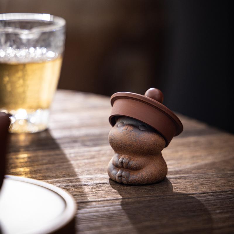 Old Rock Mud Cute Cat Turtle Ingot Tea Pet Ornament Tea Table Decoration Retro Small Ornament Ceramic Tea Path Cover