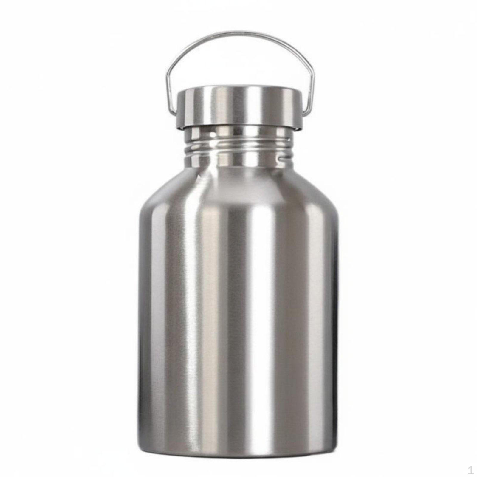 2000ml Edelstahl-Wasserflasche Getränkebehälter Metall für Sportler gray