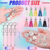 Set of 60 Customizable Keychain Set Motivational Keyring Accessories with Silver Blank Beads and Leather Tassels