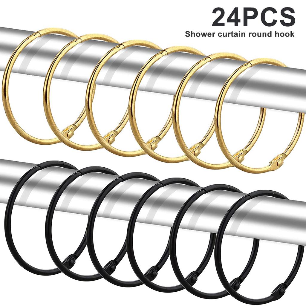 24 Pack Curtain O-Rings Purpose Decorative Shower Curtain Rings Smooth and Easy To Move Curtain Hooks for Bathroom Dropshipping
