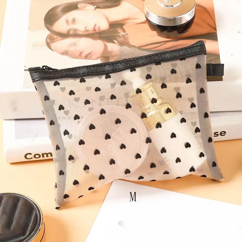 1pc Mesh Clear Cosmetic Bags Small Large Black Makeup Bag Women Travel Toiletry Organizer Lipstick Storage Pouch Pencil Case