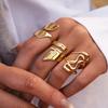 Stainless Steel 18K Gold Plated Ring for Women Punk Geometric Metal Irregular Chain Open Rings Hiphop Simple Zircon Accessories